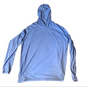 Men’s blue hooded shirt size XXL.